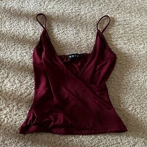 Motel Rocks Bea Cross Front Top Burgundy Red